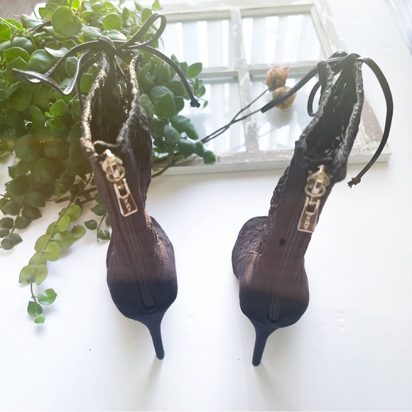 NEW Bebe Black Lace Shaft Lace Up Boots / Heels - Picture 11 of 11